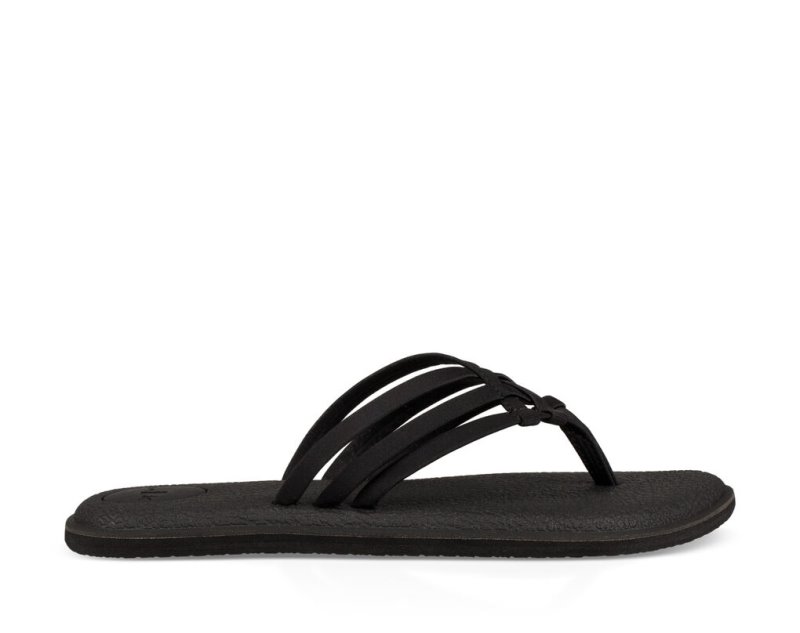 Sanuk Womens Yoga Salty Black Flip Flops | XEWVOI714